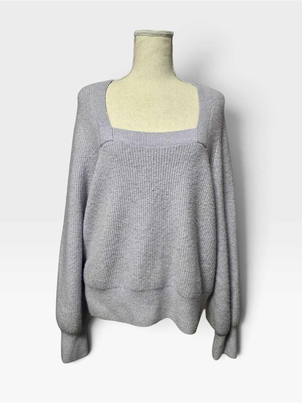 MADEWELL Women's Coziest Yarn Square Neck Pullover Knit Sweater - Lt. Purple, XL - Picture 3 of 10